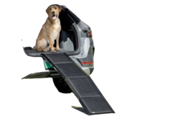 Rampa para perros, fabricada en aluminio, de 158 cm de largo, superficie antideslizante, capacidad de 80 kg, diseño plegable.