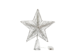 Nuevo árbol de Navidad de hierro iluminado con estrella LED en la parte superior, 25 cm, plateado. Yunzii