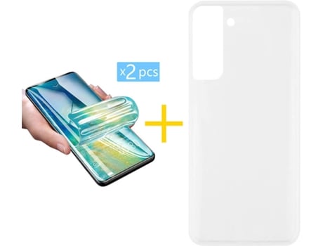 Carcasa + 2 Protectores de Pantalla para Samsung Galaxy S21 5G ACCETEL Transparente Claro