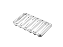 Molde para salchichas Rebe, fabricado en acero inoxidable 304, con 6 cavidades y tapa, apto para horno, microondas y lavavajillas.