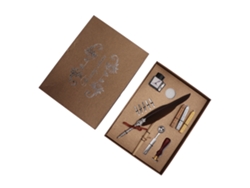 Set Pluma De Pluma Con Diseño Retro Grabado Para Caligrafía Y Regalo Sfdps038019 Marrón