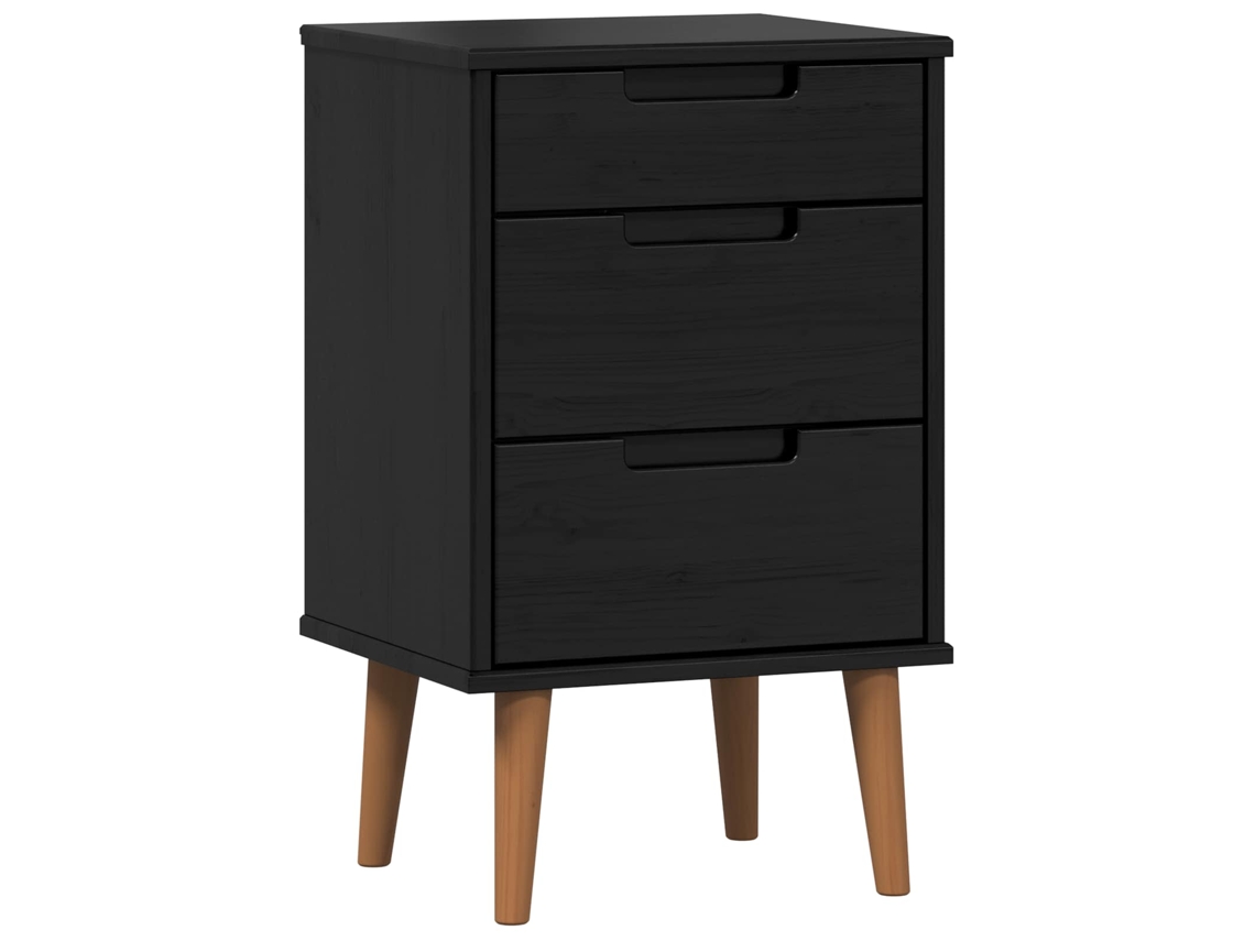 Maison Exclusive - Armario De Noche Con Cajón Negro 40 X 35 X 65 Cm Pino Macizo