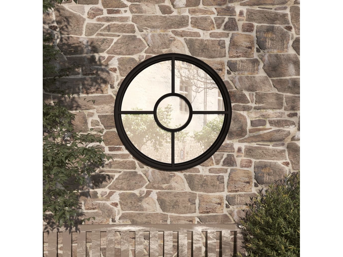 Espejo de Pared de Jardín para Uso Exterior Hierro 40 x 4 cm Negro