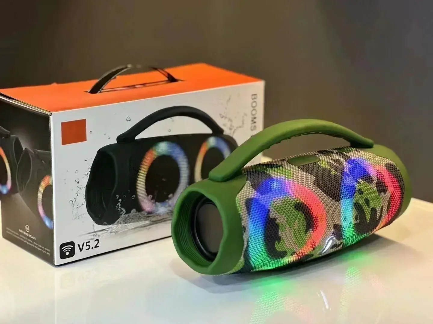 Mdug 100waltavoz Bluetooth Portátil Resistente Al Agua Con Color Rgbsubwoofer Estéreo Inalámbrico Lamp