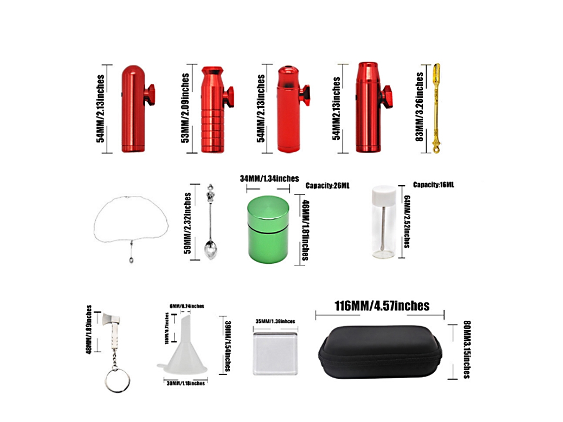 Kits de Ferramentas para Tabaco Portátil com 12 Pecas e Sacola de Armazenamento Vermelho