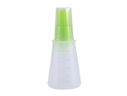 Brocha De Silicona Para Aceite Con Escala Y Tapa Para Barbacoa Y Accesorios De Cocina - Verde