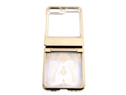 Capa Anti-queda Protetora Para Galaxy Z Flip 5 Com Moldura Eletroplatada E Proteção Hinge Dourada