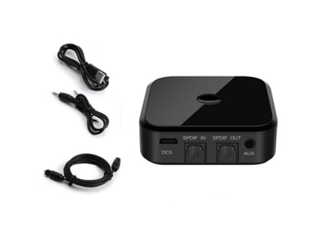 Adaptador inalámbrico HIFI Bluetooth Receptor Transmisor Audio 3.5mm SPDIF Fibra óptica para teléfono inteligente PC TV Auriculares negro