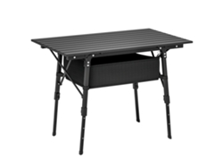 Mesa Plegable De Camping Con Cesta De Almacenamiento Y Altura Ajustable.