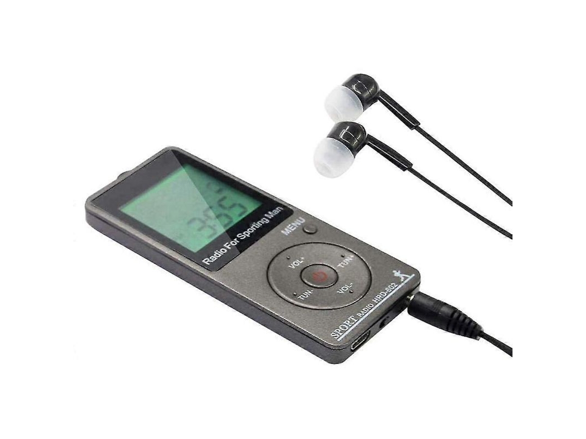 Radio Portátil Am/fm Con Batería Recargable Y Podómetro, Reproductor De Música Digital Con Auriculares.