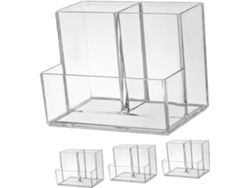 Juego de 4 organizadores de escritorio transparentes con portalápices, caja multifuncional para artículos de papelería.