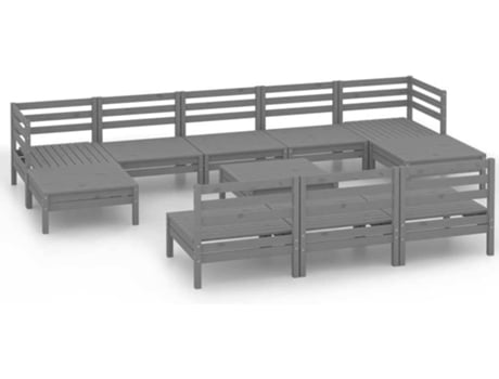 Conjunto 11 de muebles de jardín VIDAXL madera maciza de pino gris