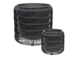 Conjunto de 2 macetas BELIANI Brodiea de Ratán sintético Negro 45x45x46