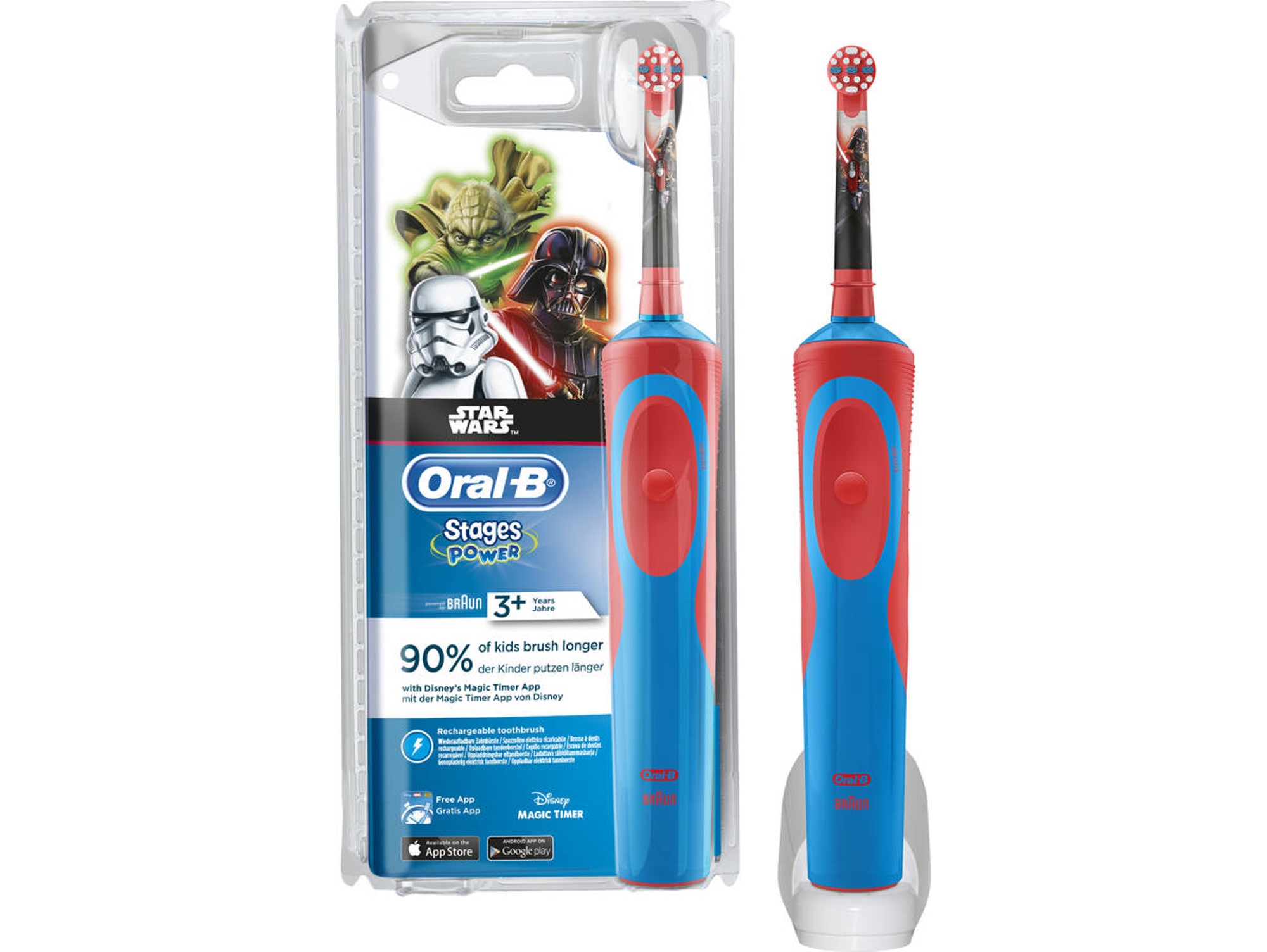 Cepillo Elã©ctrico Oralb vitality star wars estuche pack dental stages power diseño infantil braun dientes morado y rojo 7.600 rpm kids 2d disney magictimerbraun d12