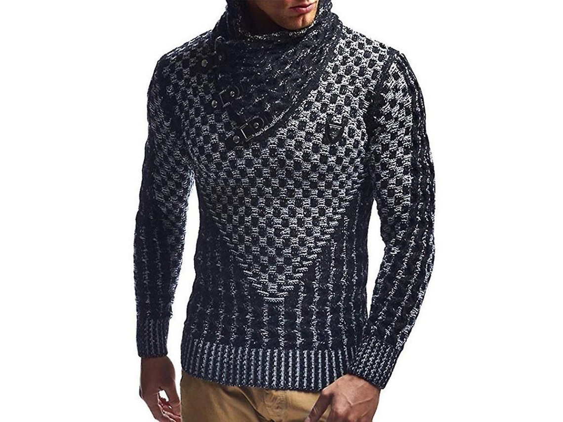 Jersey de cuello alto para hombre, manga larga, corte ajustado, informal, de alta calidad, modelo 2026.