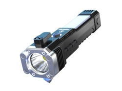 Linterna Led, Recargable, Martillo De Seguridad, Plástico, Plateado Tommy01