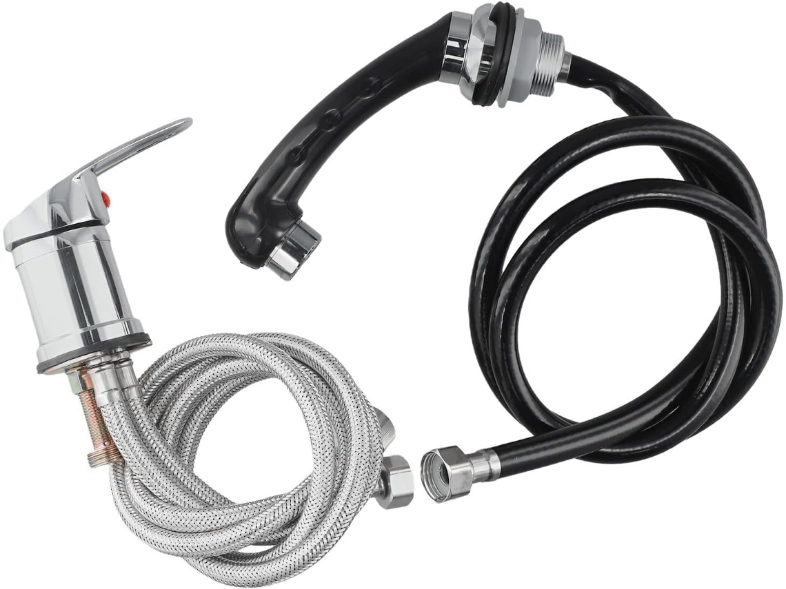 Grifo Monomando Cromado Con Rociador 80 Cm 120 Cm, Duradero, Suave, Elegante