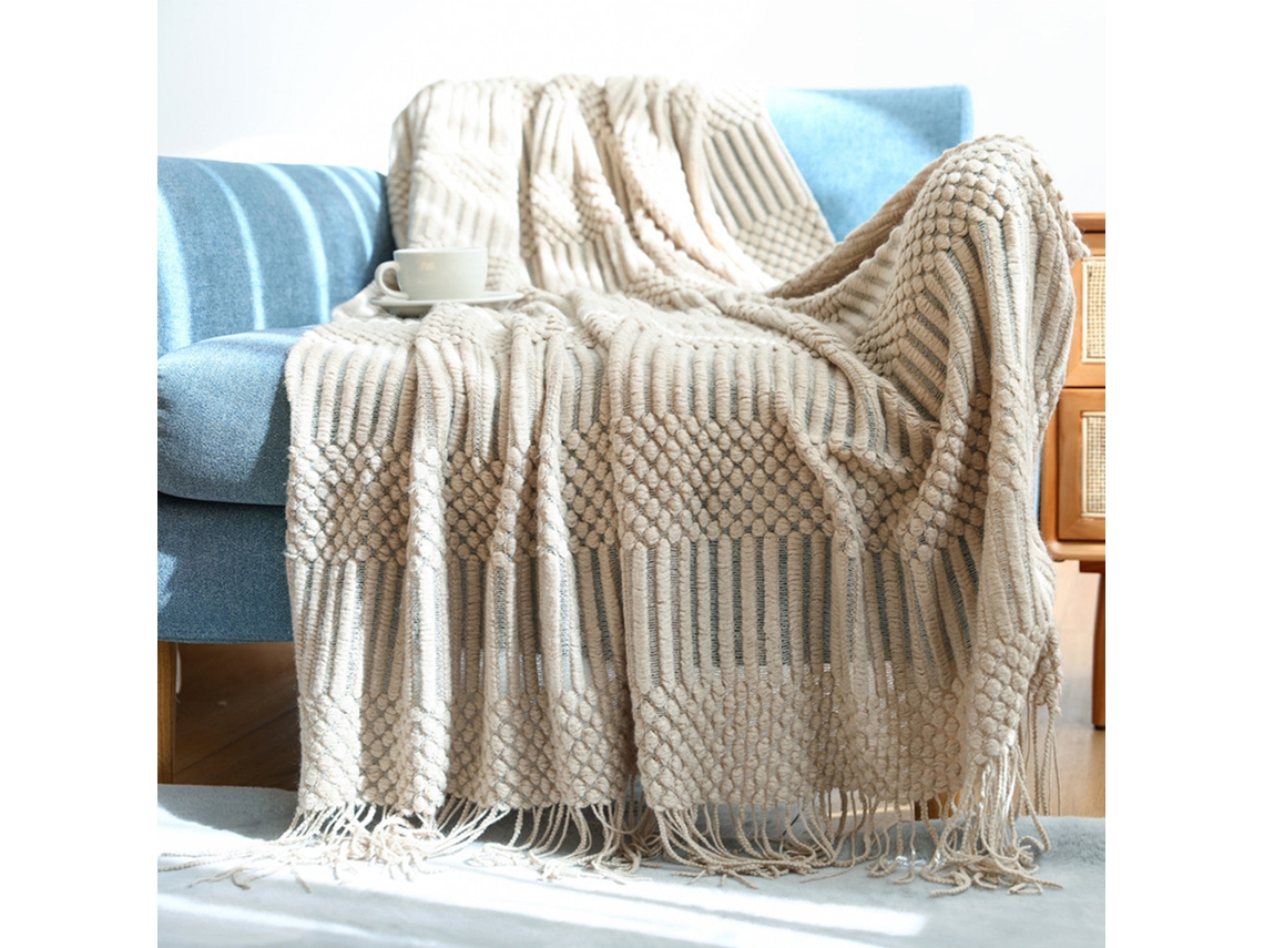 Manta Boho Reversible (130x150cm), Caqui