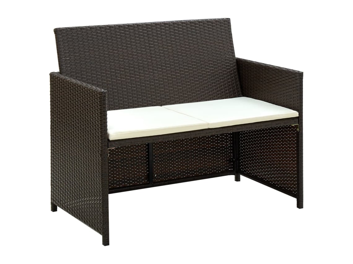 Maison Exclusive - Set Muebles De Jardín 4 Piezas Y Cojines Ratán Sintético Marrón