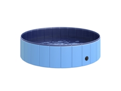 Piscina Perros Plegable 120 Cm Plástico Madera Azul