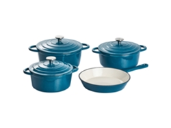 Conjunto De 7 Peças Em Ferro Fundido Castora Azul