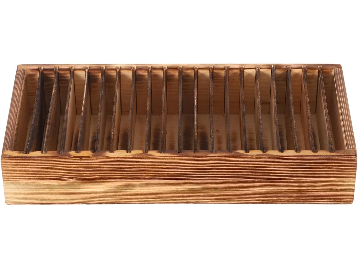 Caja Organizadora De Tarjetas De Visita De Madera Con Compartimentos Extraíbles, Almacenamiento Multifuncional.