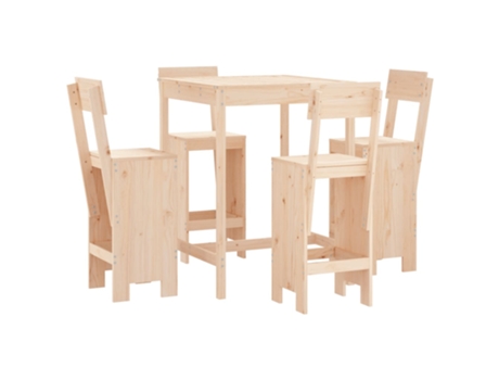 Conjunto 5 de mesa y taburetes altos jardín VIDAXL madera maciza pino