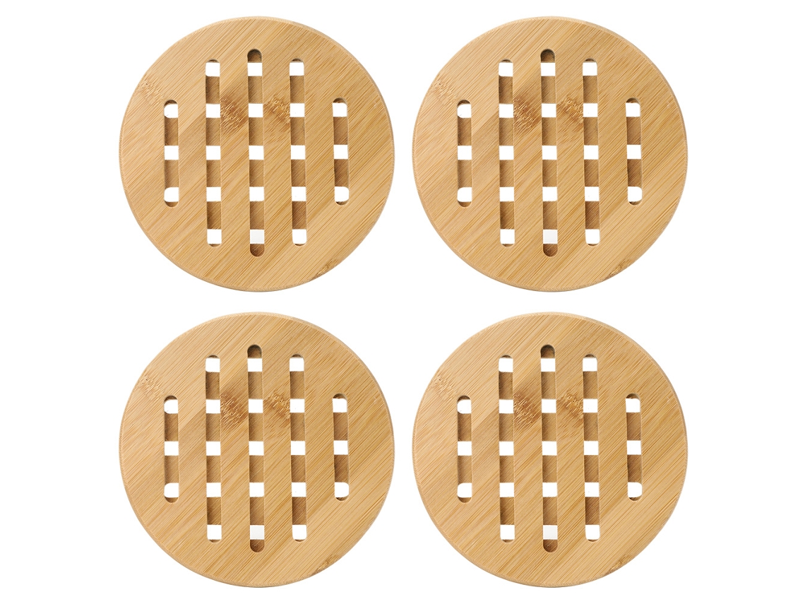 4 Manteles Individuales De Bambú Antideslizantes, Resistentes Al Calor Y Al Ebullición Para Tazones Y Tazas De Cocina.