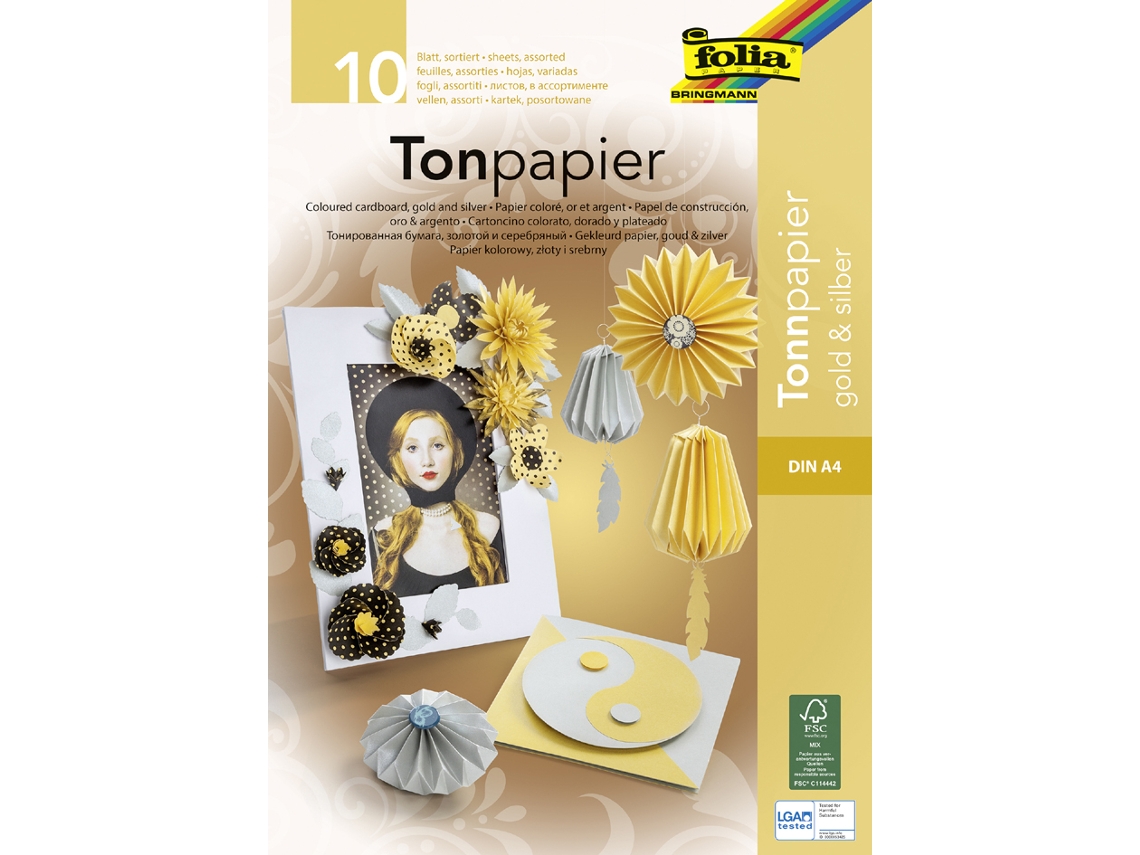 Bloc de Papel FOLIA Din A4 130 G/M² Dorado y Plateado