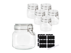 Frascos De Conserva Relaxdays, 6x750 Ml, Tampa Hermética Com Fecho De Grampo, Armazenamento, Transparentes