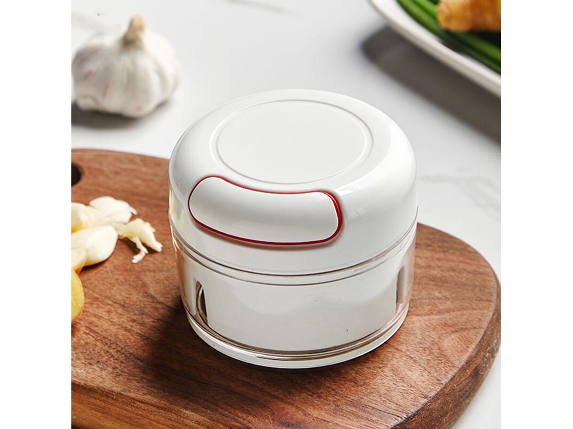 Mini Processador De Alimentos Manual Branco, Com Cabo De Alimentação, Perfeito Para Processar Alho, Ervas E Legumes.