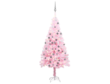 Árbol de Navidad VIDAXL preiluminado con luces y bolas rosa (180 cm)
