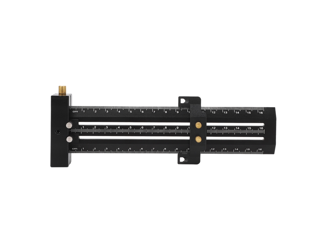 Escuadra En T De Aleación De Aluminio De 16 Cm Con Doble Aguja Para Carpintería, Color Negro.