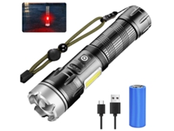 Linterna Led 6000 Lúmenes P70 Cob 7 Modos Zoomable Ipx8 Negro