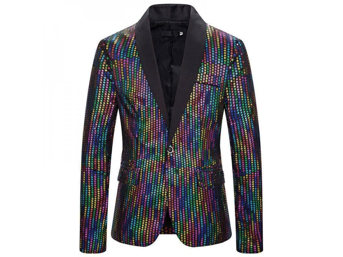 Chaqueta De Fiesta Para Hombre Con Lentejuelas Y Un Solo Botón, Blazer De Esmoquin Cpd