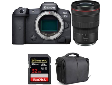 Kit Cámara CANON EOS R5 RF 15-35mm f/2.8L IS USM + SanDisk 32 GB + Bolsa (Full-Frame)