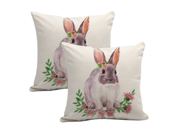 Fundas De Cojín Conejo - Estilo Pascua En Algodón Y Lino