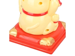Gato De La Suerte De Plástico Solar Con Brazo Móvil, Expresión Vivaz, Amarillo, Para Decoración De Regalos