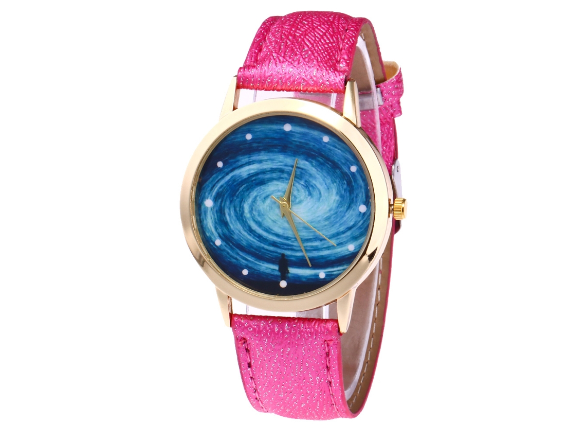 Reloj De Pulsera Analógico Para Hombre Y Mujer Con Correa De Pu Rosa Y Roja.