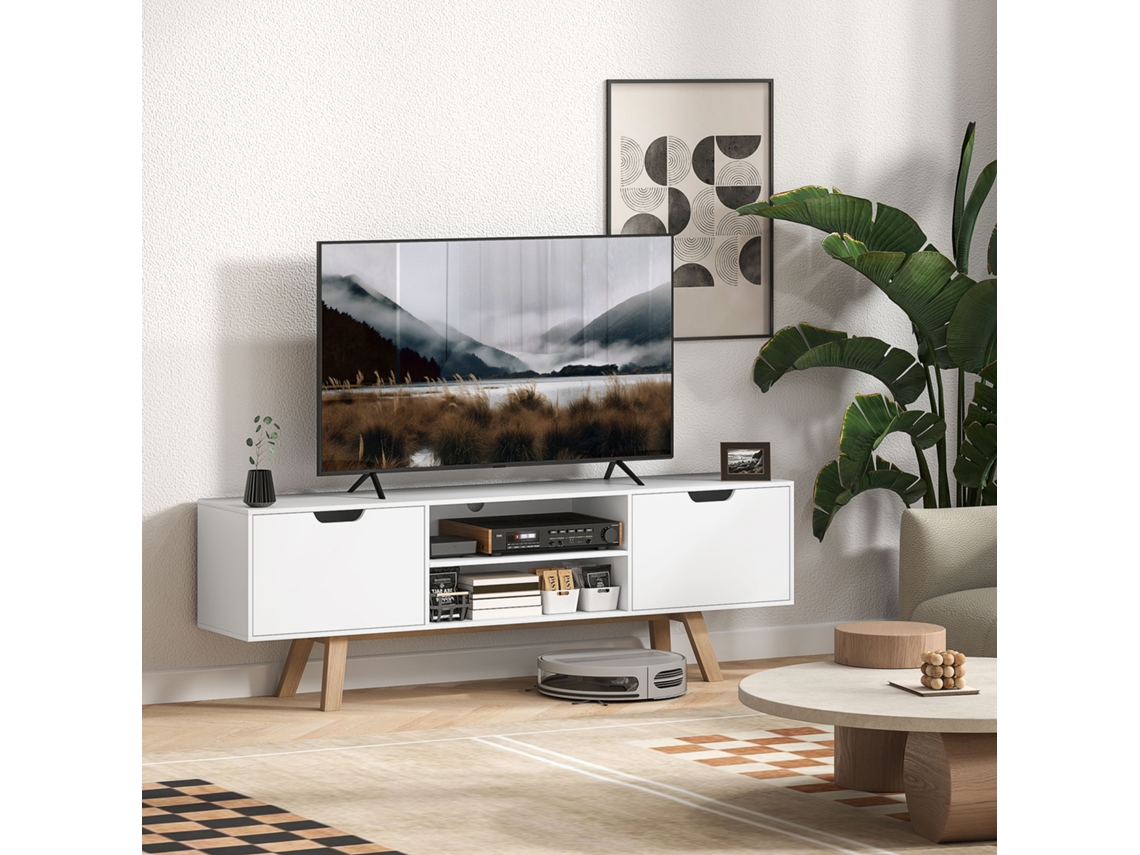 Mueble TV, capaz de soportar una TV de 65 pulgadas, con 2 muebles y 2 estantes, mueble TV para salón, 150 x 39 x 50 cm.