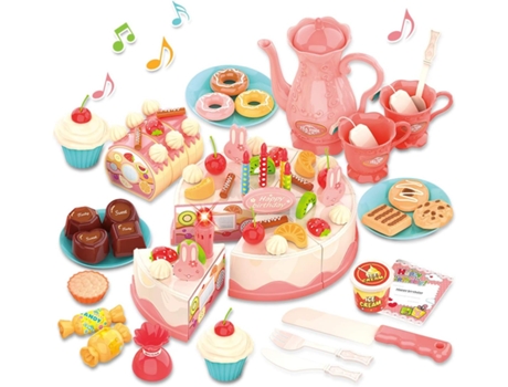 GILOBABY Juguete para tarta de cumpleaños con luces y música de cumpleaños, juego de simulación para cortar alimentos, juguete de cocina con juego ...