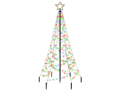 vidaXL Árbol de Navidad con pincho 200 LED de colores 180 cm