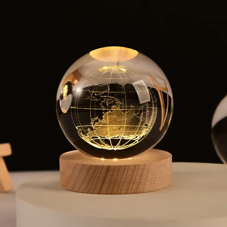 Bola De Cristal 3d De 6 Cm, Grabada Con Láser, Decoración Para Escritorio.
