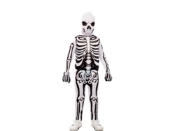 Disfraz de Esqueleto blanco y negro con máscara para niño