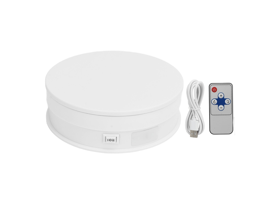 Plataforma Giratoria Eléctrica 15cm Control Remoto Para Fotografía Y Vídeo, Soporte De Exhibición Blanco