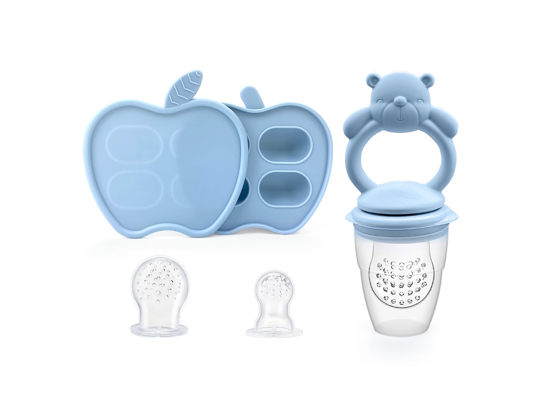 Alimentador Frutas Bebé Chrui 6+ Meses Con Molde Hielo Solo Oso Alivio Encías (azul)