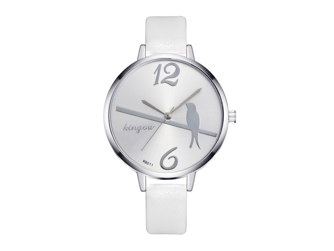 Reloj De Pulsera Informal Para Mujer Con Movimiento De Cuarzo Y Correa De Piel Sintética Blanca.