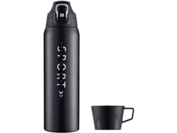 Botella de agua deportiva Rebe de 1,5 L de acero inoxidable, con aislamiento térmico y 2 tapas herméticas, ideal para senderismo y viajes.