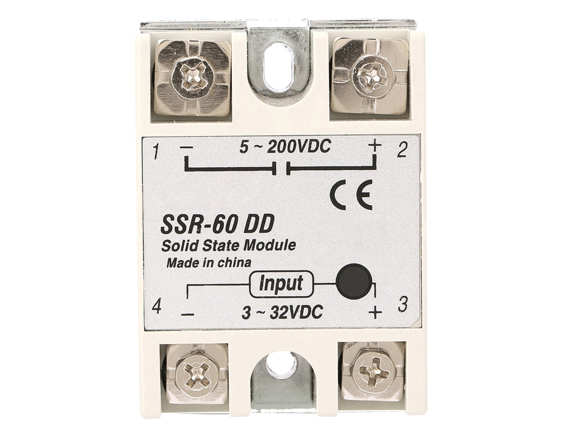 Relé De Estado Sólido Ssr-60dd Dc-dc 60a Control 3-32vdc Carga 5-200vdc