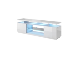 Mueble de TV CAMA MEBLE EVA RTV BI/BI Blanco Transparente Madera MDF 180x56x40 cm